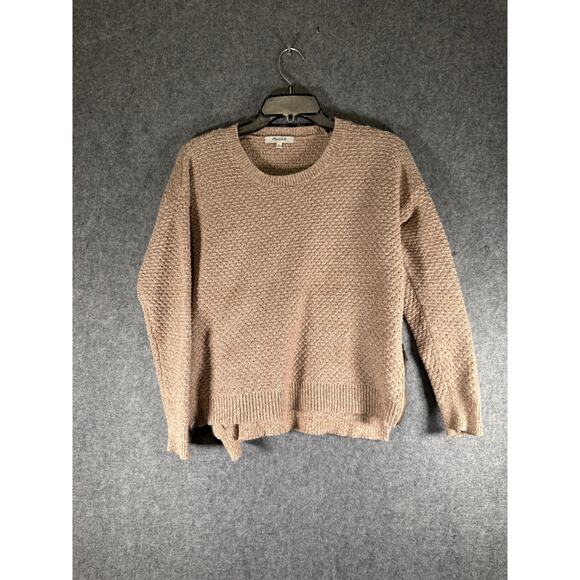 Madewell Sweater Women Small Brown Crewneck Knit Pullover Side Zip Comfort Cozy - Picture 1 of 8